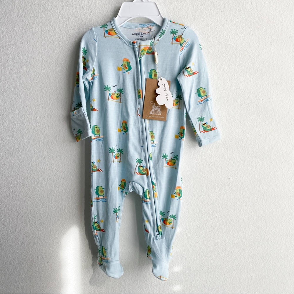 Angel Dear Avocados on the Beach Bamboo Zipper Footie Sleeper 3-6 Months NWT